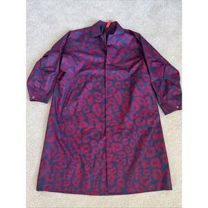 $348 Lululemon Lab Leopard Print Overcoat Mens Size Large Red Navy NWOT